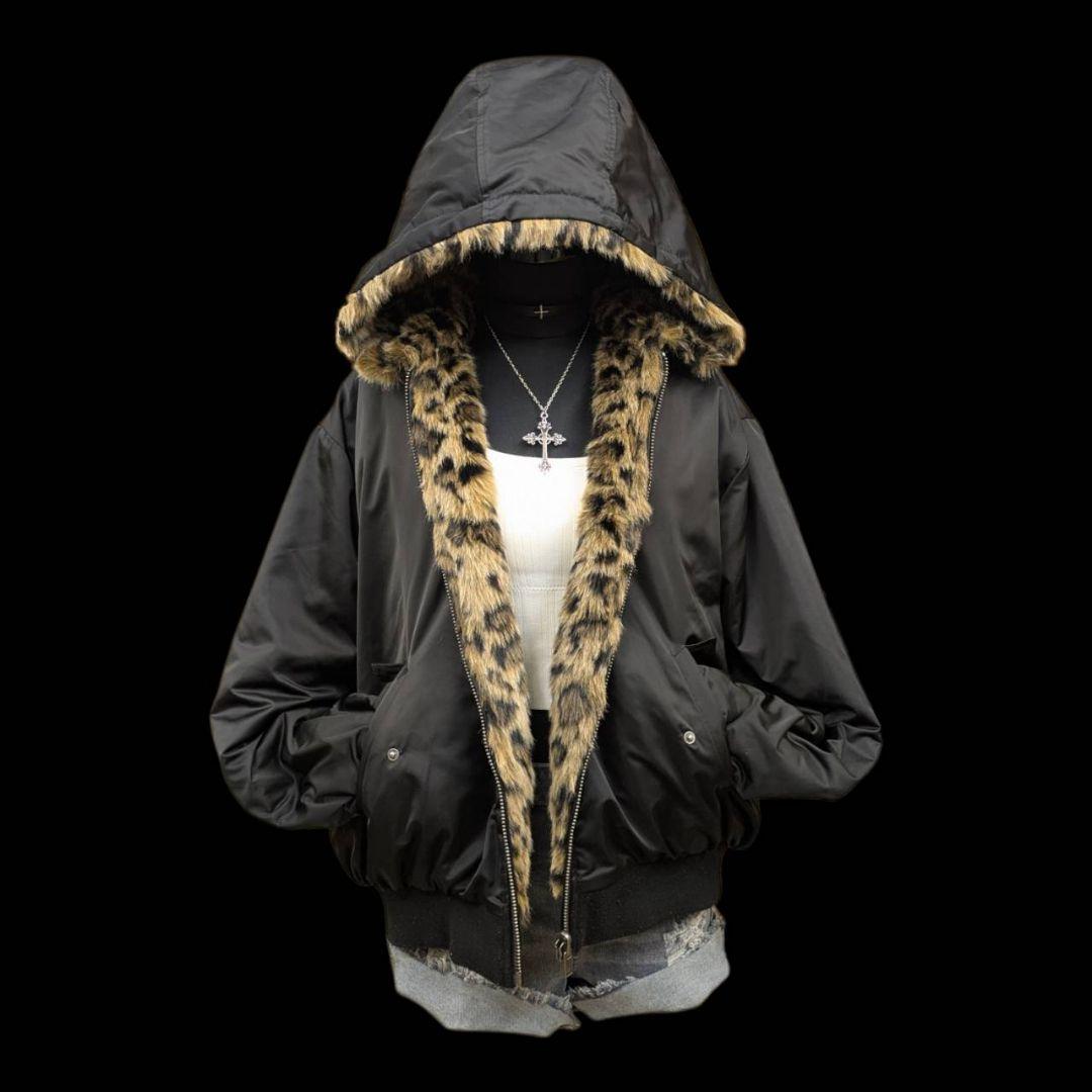 平成ギャル y2k グランジリバーシブル ファーブルゾン レオパード