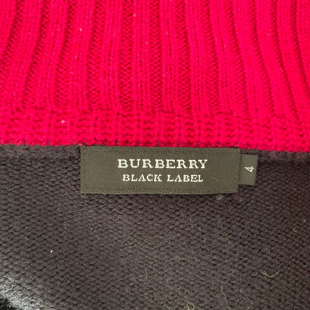 バーバリーブラックレーベル　ハイネックセーター　L　羊毛　ウール　ネイビー