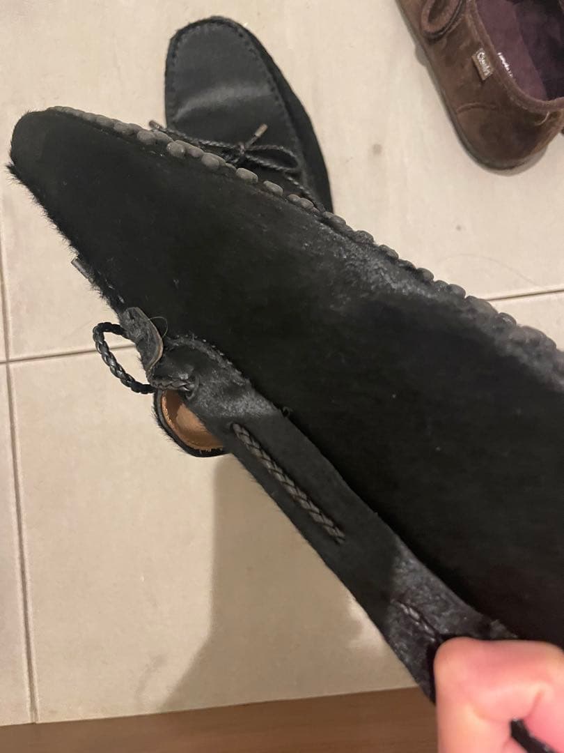 トッズ　メンズ　ハラコ　ブラック　7ハーフ