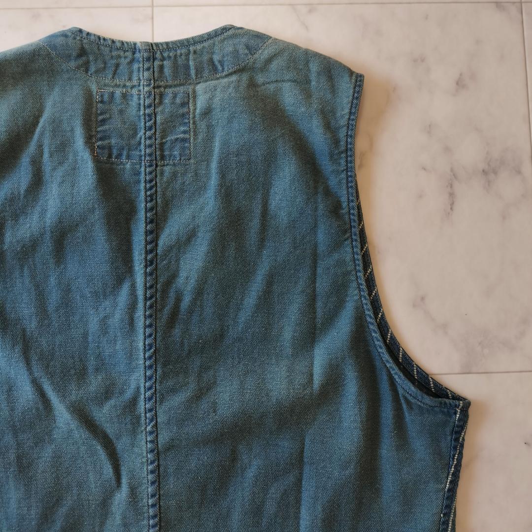 RRL ウォバッシュベスト S ストライプ インディゴツイル ワークベスト ジレ