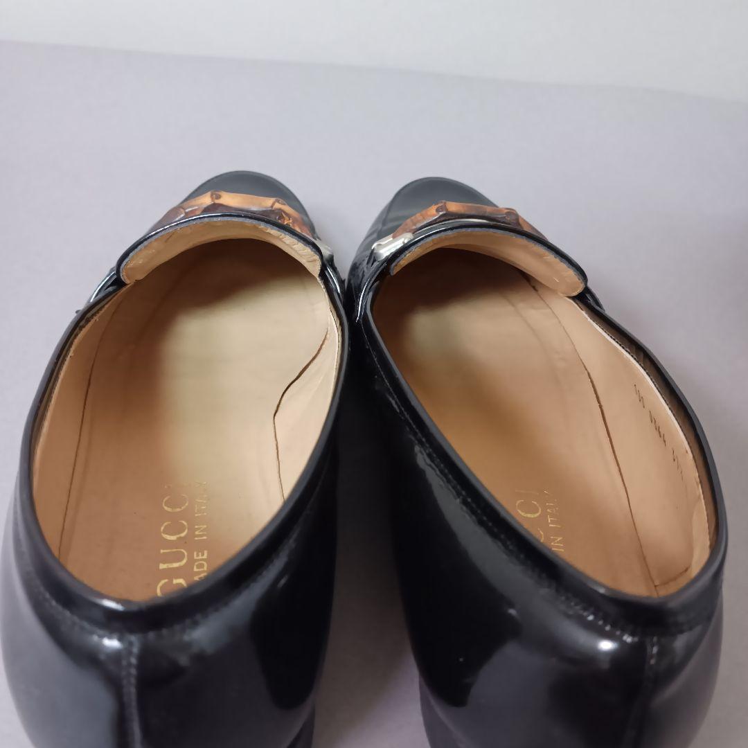 689/良品/GUCCI グッチ/ローファー/ブラック/エナメル/バンブービット