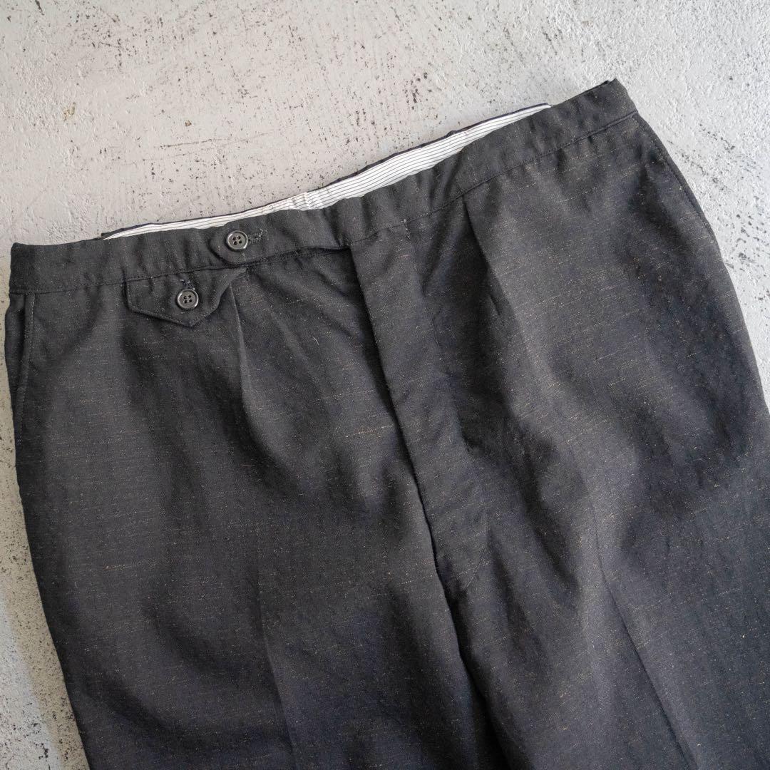 60s チェコスロバキア製 ブラック 絣柄 ウール ワイドスラックス ユーロ