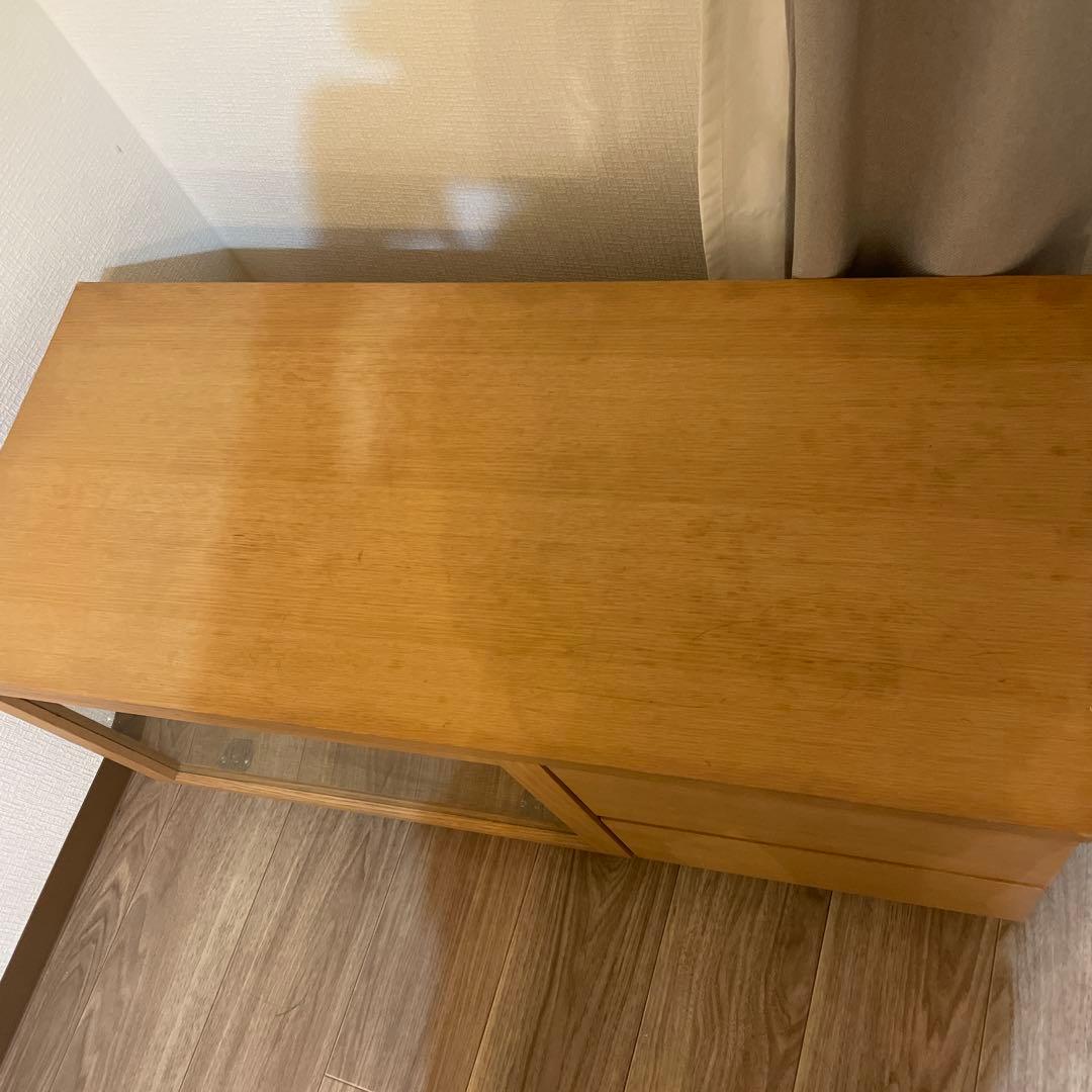 音*人様 無印良品 ナチュラルウッド テレビ台 ガラス扉付き　使用感あり