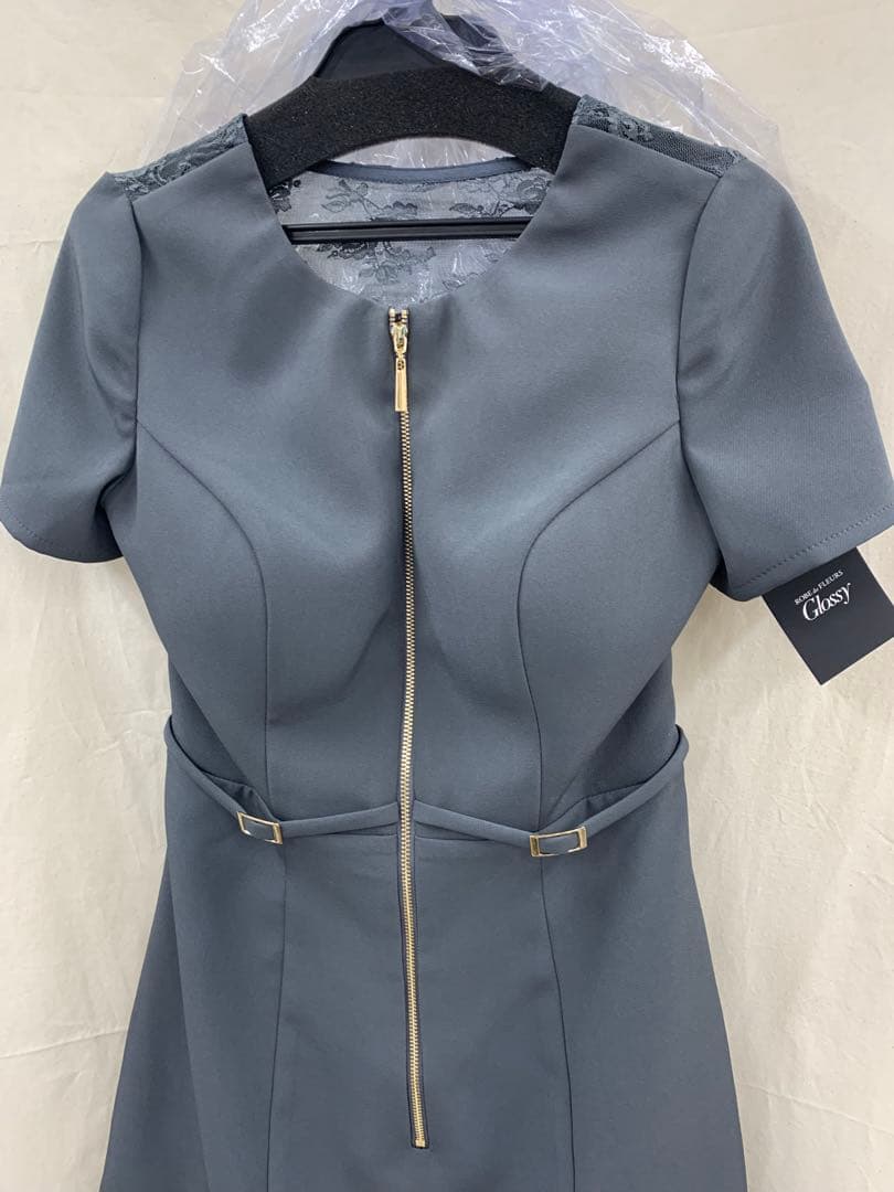 Mグレー　3795 袖　ディア　ローブドフルールグロッシー　キャバドレス