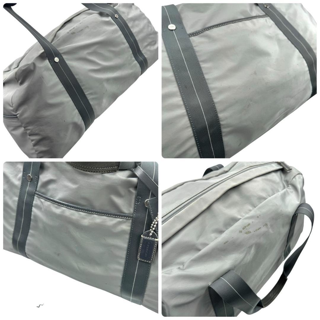 コーチ　ボストンバッグ　チャーム　ロゴ　タグ　グレー　旅行カバン　大容量　大きめ