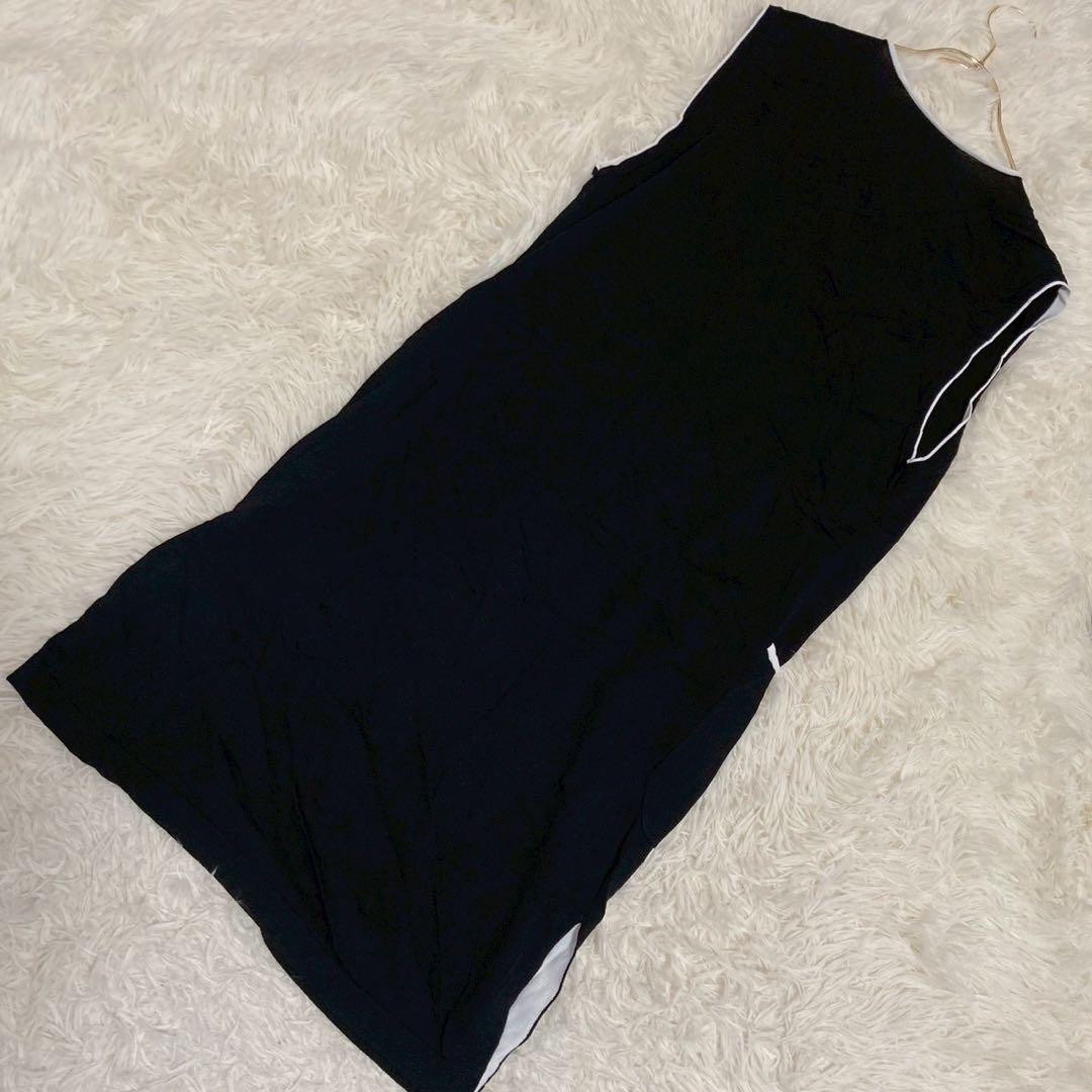 pierre cardin ロングジレ ブラック M 羽織り 重ね着 着回し