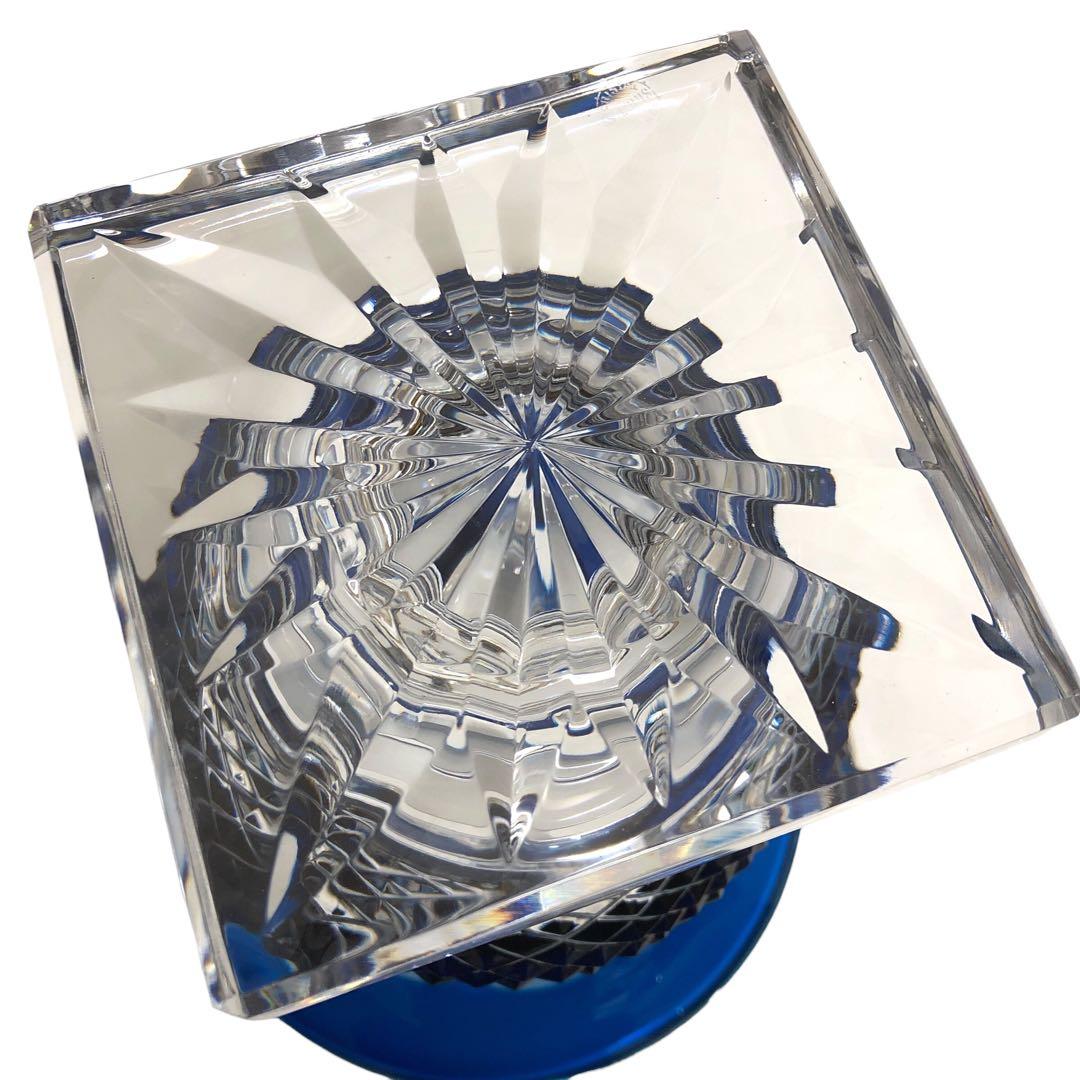 【希少品】サンルイ ヴェルサイユ 花瓶 フラワーベース 青被せ ガラス工芸品