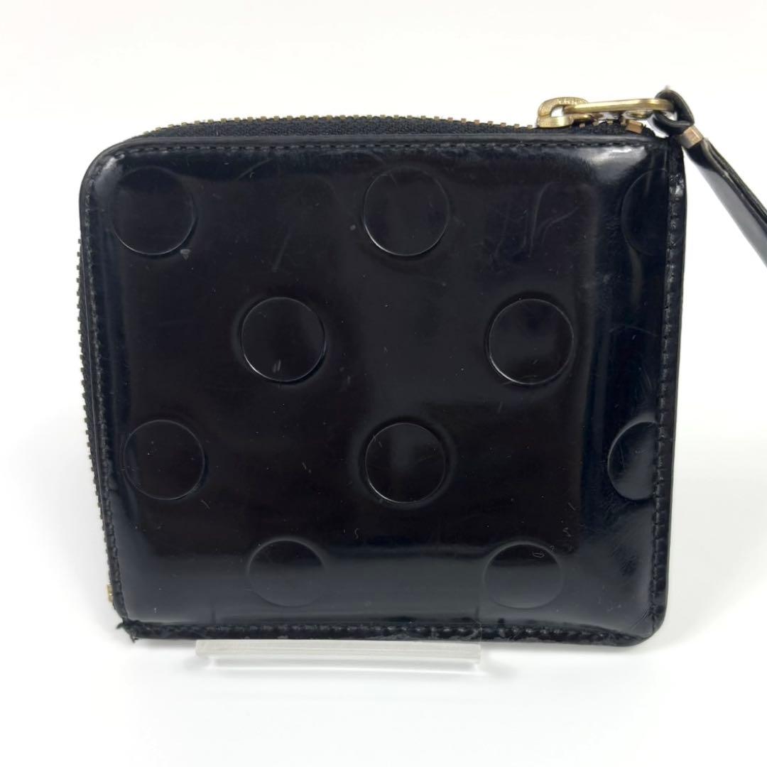 コムデギャルソン ポルカドット エンボス 財布 L字ファスナー ブラック