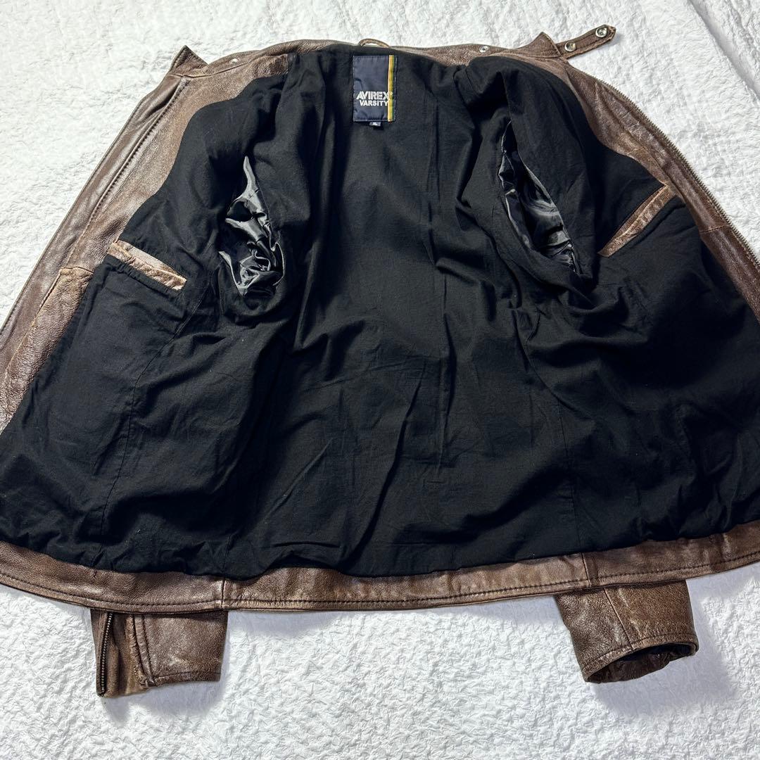 AVIREX レザー ジャケット シングルライダース ヴィンテージ加工 XL