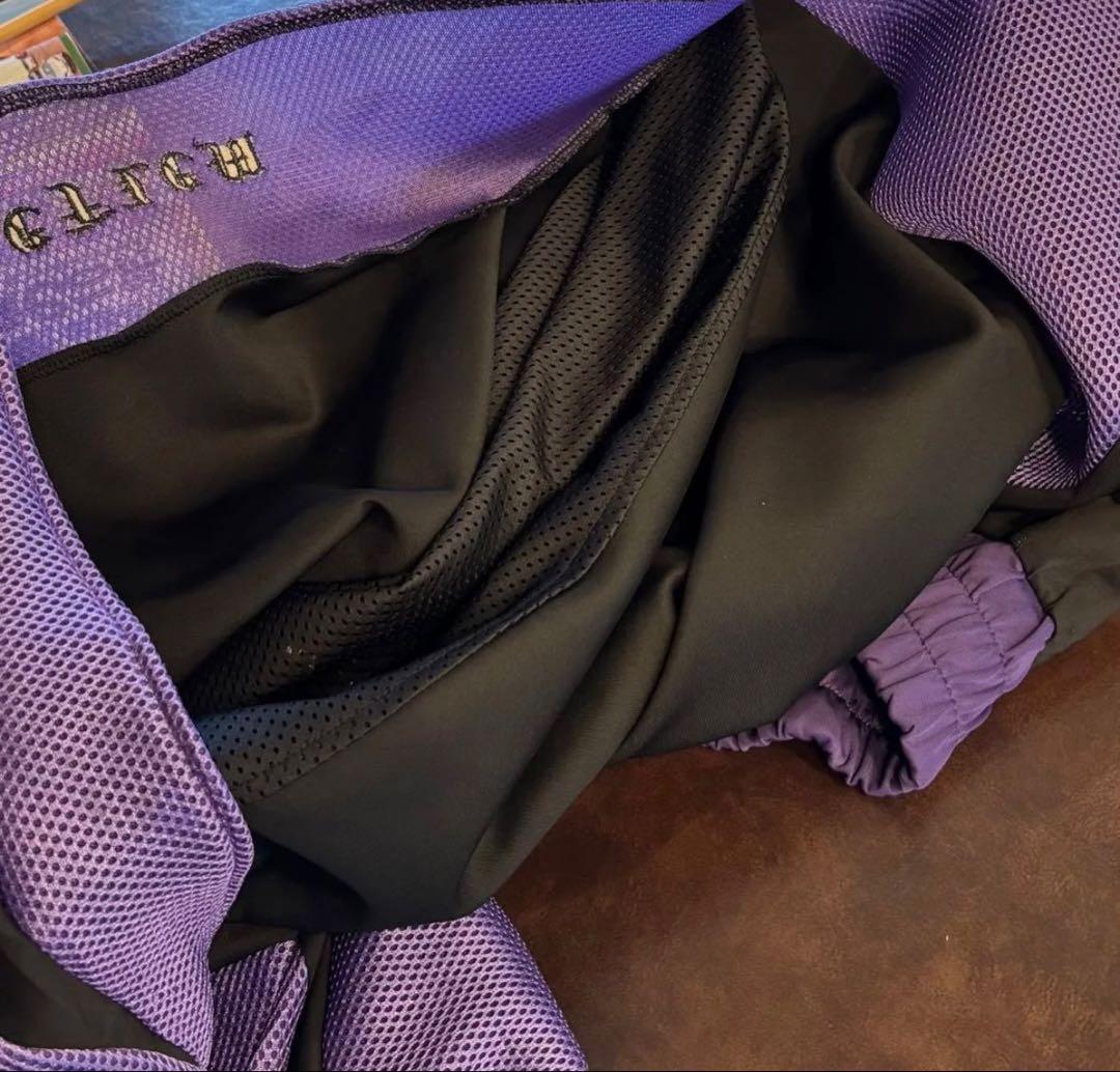 【REFLEM】レフレムメッシュ切替ハイネックジャージパーカー(黒/紫)