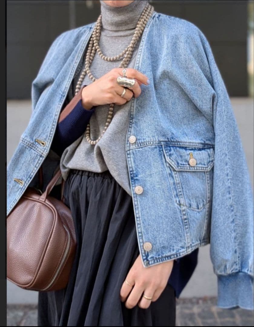 PASSIONE　パシオーネ　デニム Vネック ノーカラー ジャケット