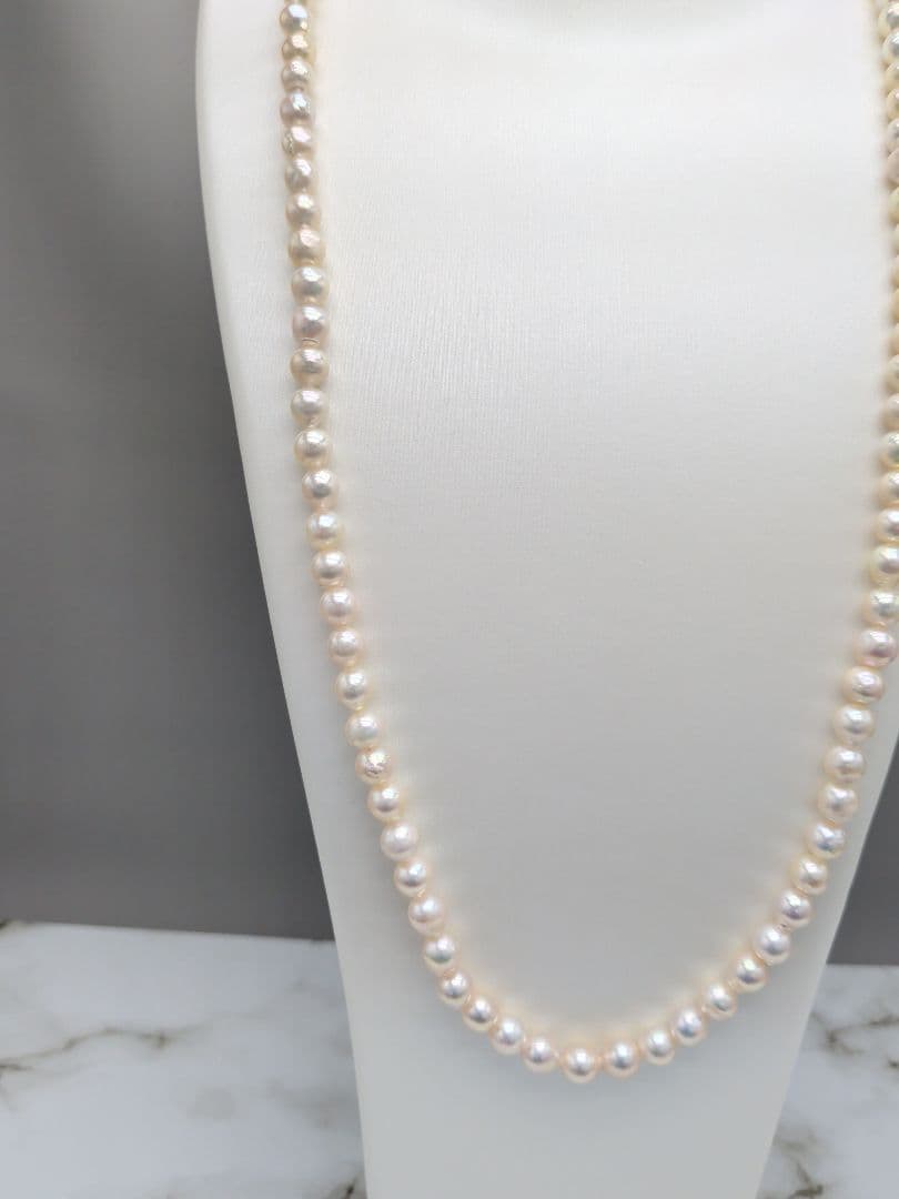 あこや本真珠 2way ロングパールネックレス 7-7.5mm　本真珠保証