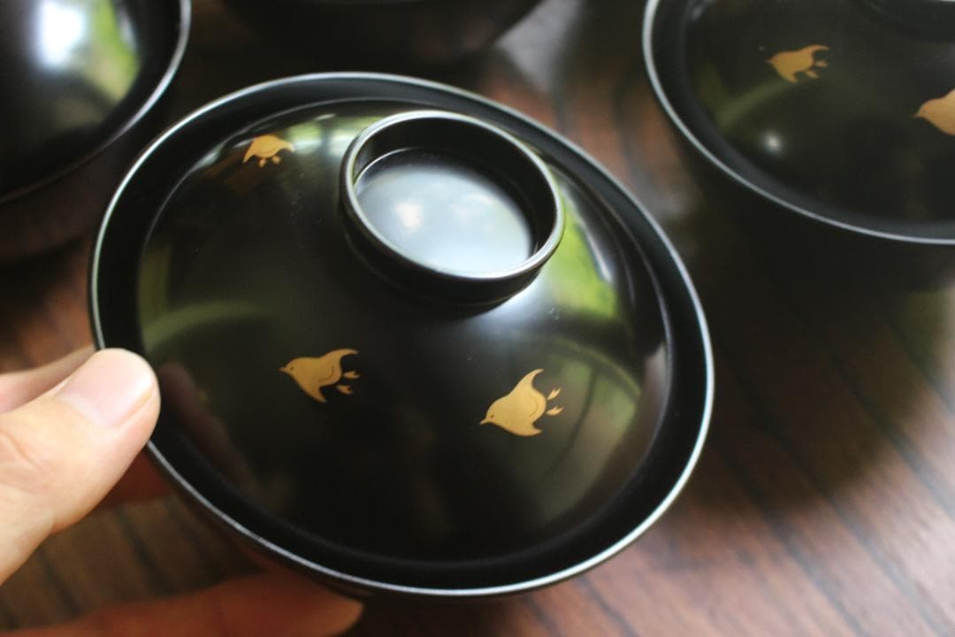 絵柄選択可！時代黒漆に極上千鳥見返し蒔絵の映えるお椀10点（検輪島塗懐石椀蒔絵椀