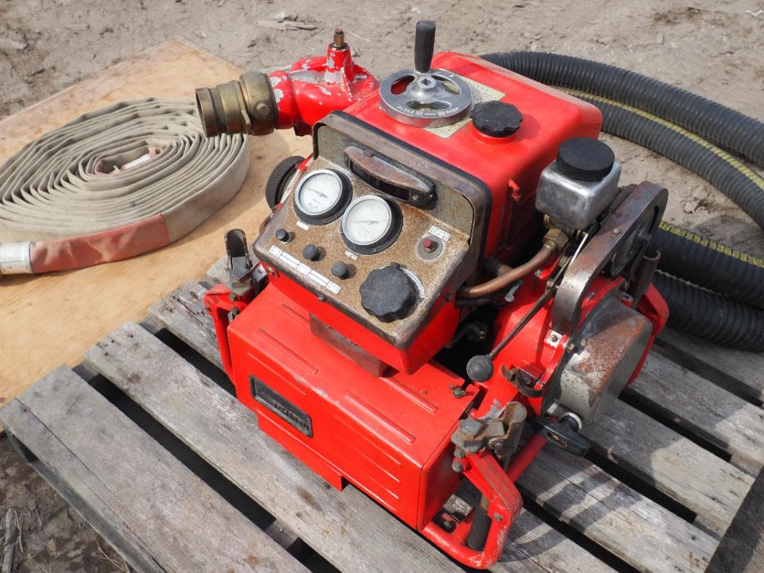 小型動力消防ポンプ　ホースとステンレスノズルセット　トーハツ　ジャンク　消防車