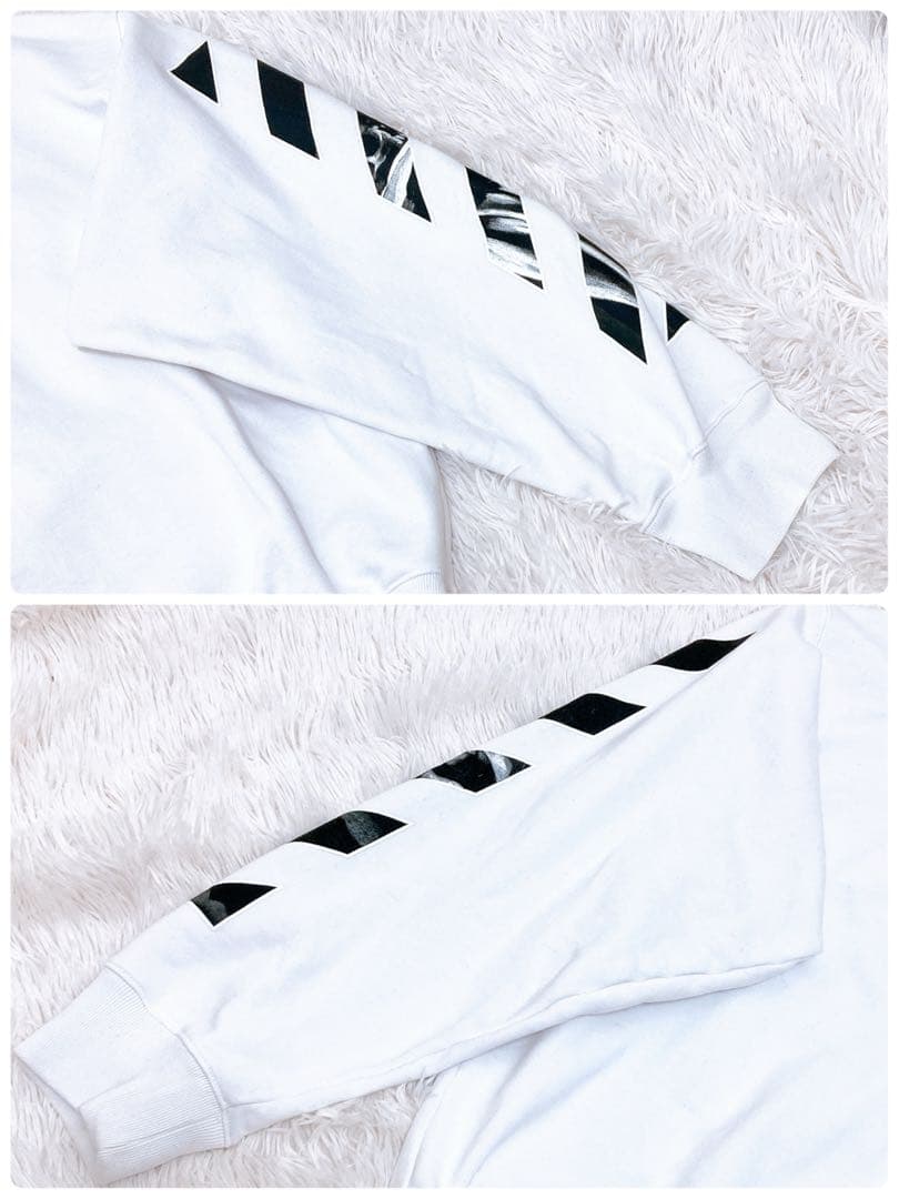 オフホワイト　バックアロー　プリント　スウェット　トレーナー　XL