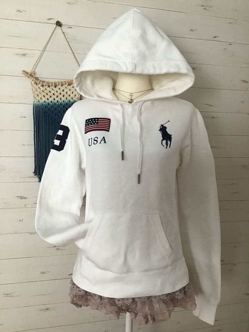★ラルフローレン★Y2K ビッグポニー パーカー ホワイト アメリカ