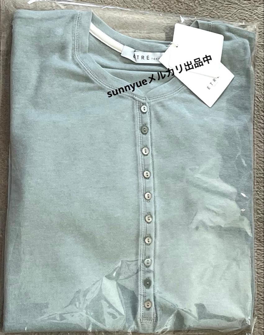 新品タグ付未開封 ETRE ウールフライスヘンリーネックプルオーバー 新作ブルー