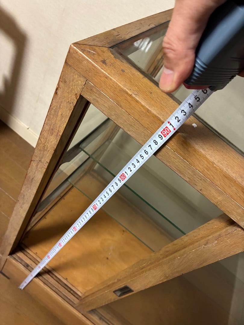 ガラスショーケース　　木製フレーム　引き取り限定