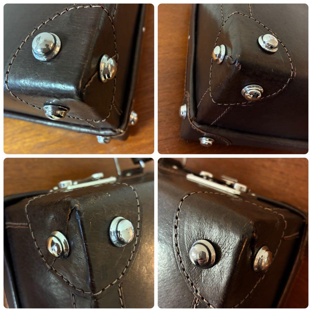 美品 トランク ダークブラウン 革製 ヴィンテージ アンティーク 鍵付き カバン