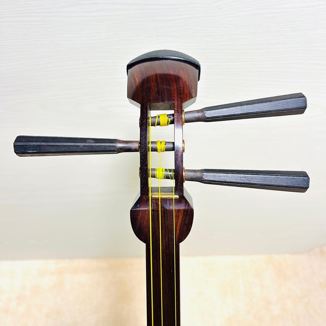 【美品】 三味線 本体 破れなし 細棹 撥 ばち付き