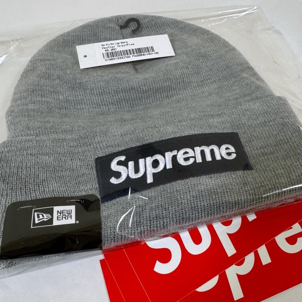 帽子 Supreme New Era Box Logo Beanie 25FW Gry