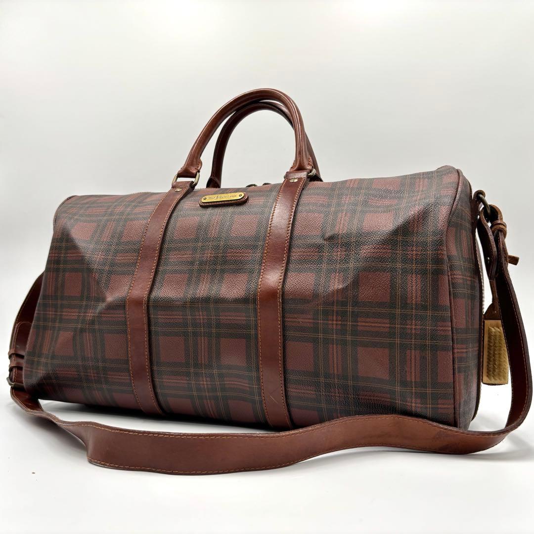 RALPH LAUREN 2way ボストンバッグ レッド チェック 希少