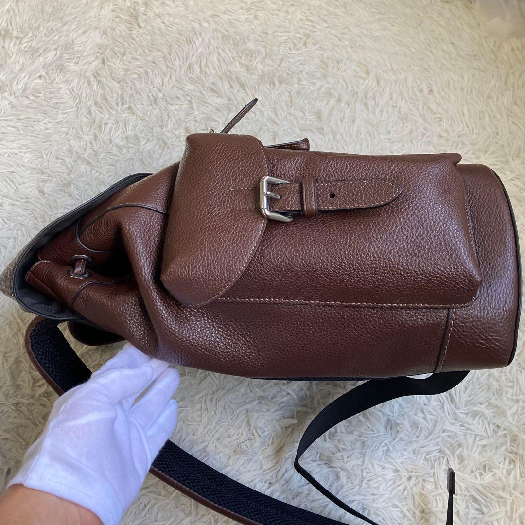 未使用級 COACH ワーナー 茶 リュック バックパック レザー 革