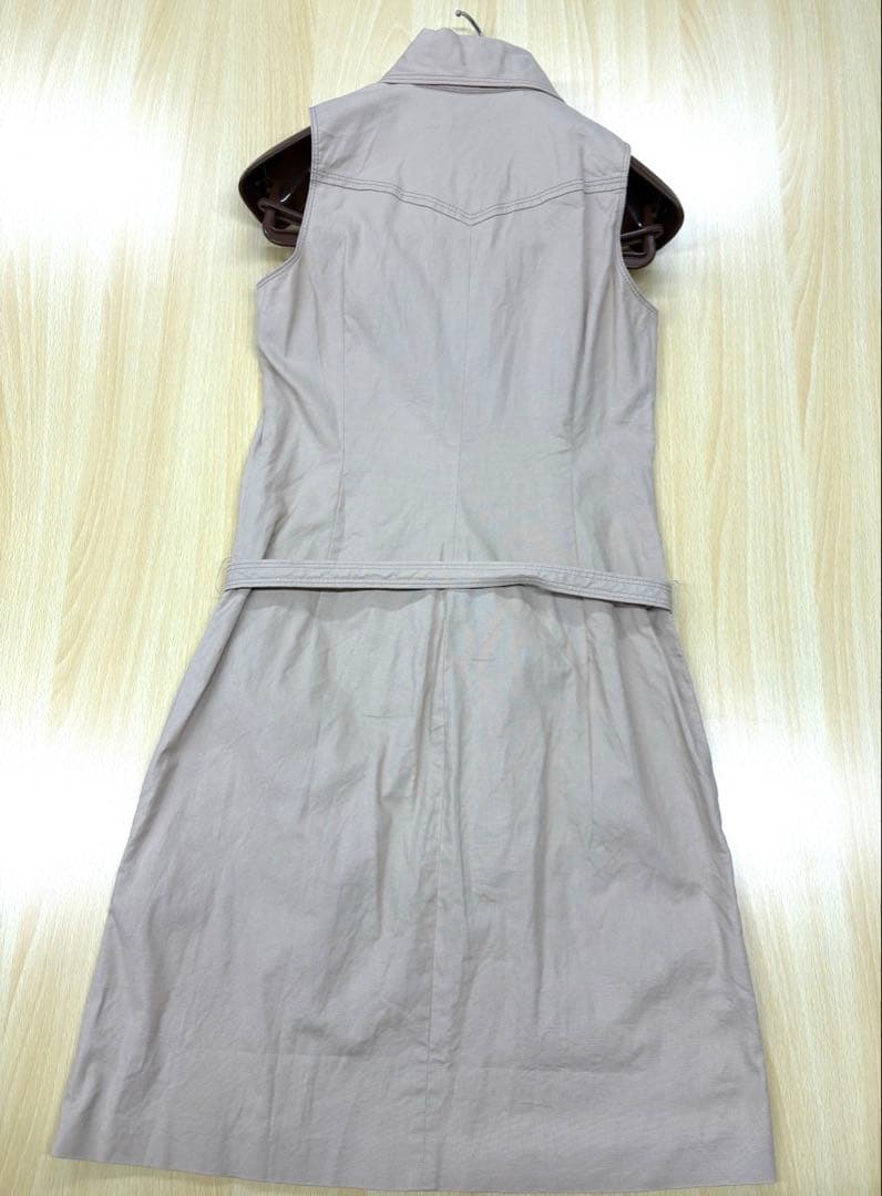 バーバリーブルーレーベル ノースリーブ ワンピース ノバチェック ベルトリネン混