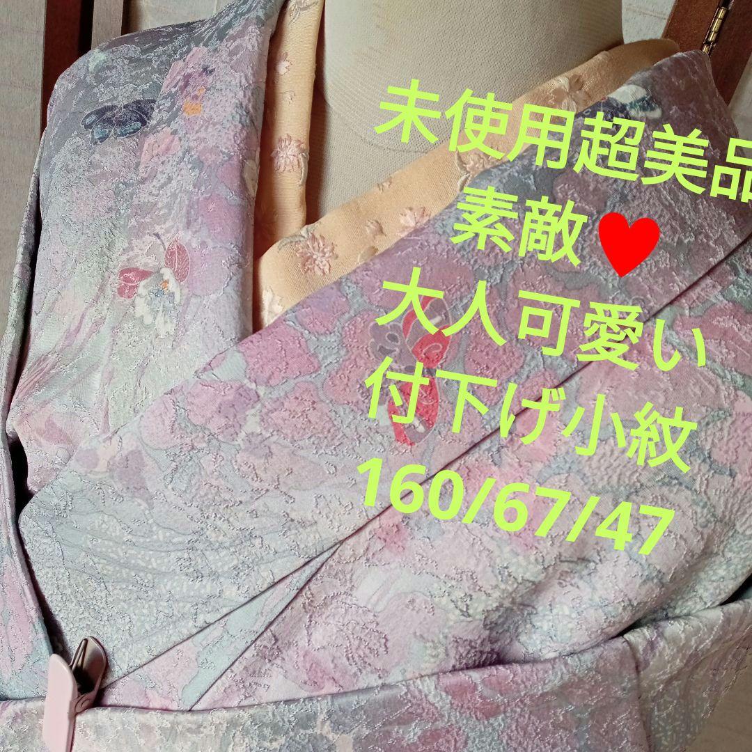 4855未使用超美品　素敵♥大人可愛い付下げ小紋　蝶々