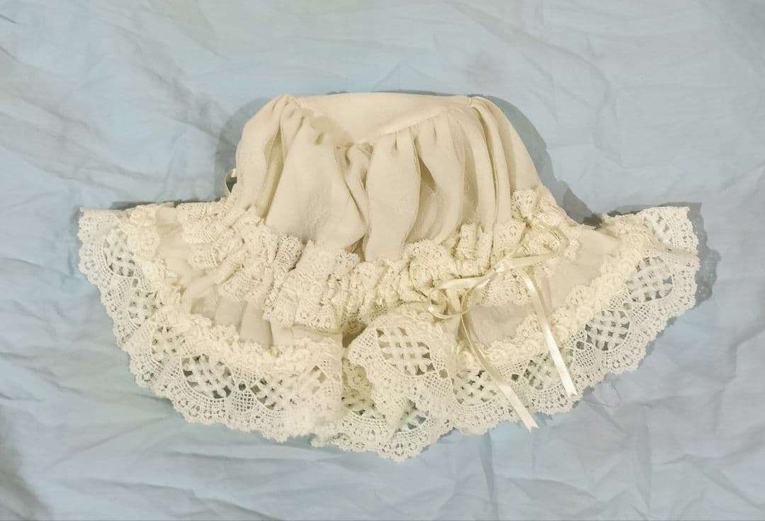 レースフリル メイドキャップ アイボリー