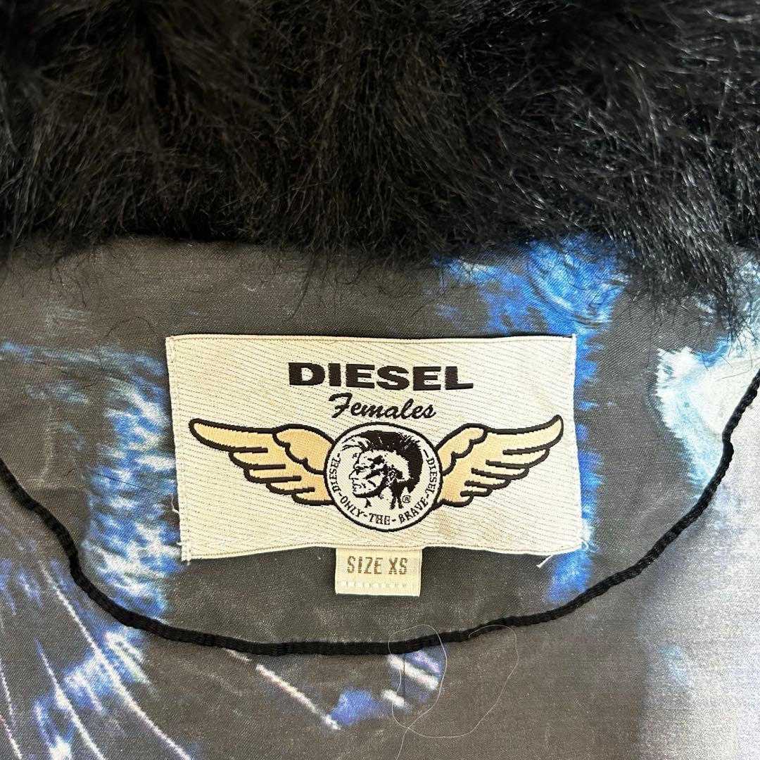 DIESEL ファーコート フード付き ブラック Y2K