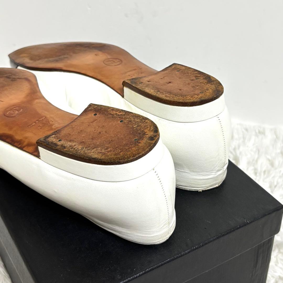 【希少】CHANEL ココマーク フラットシューズ レザー バイカラー 24.5