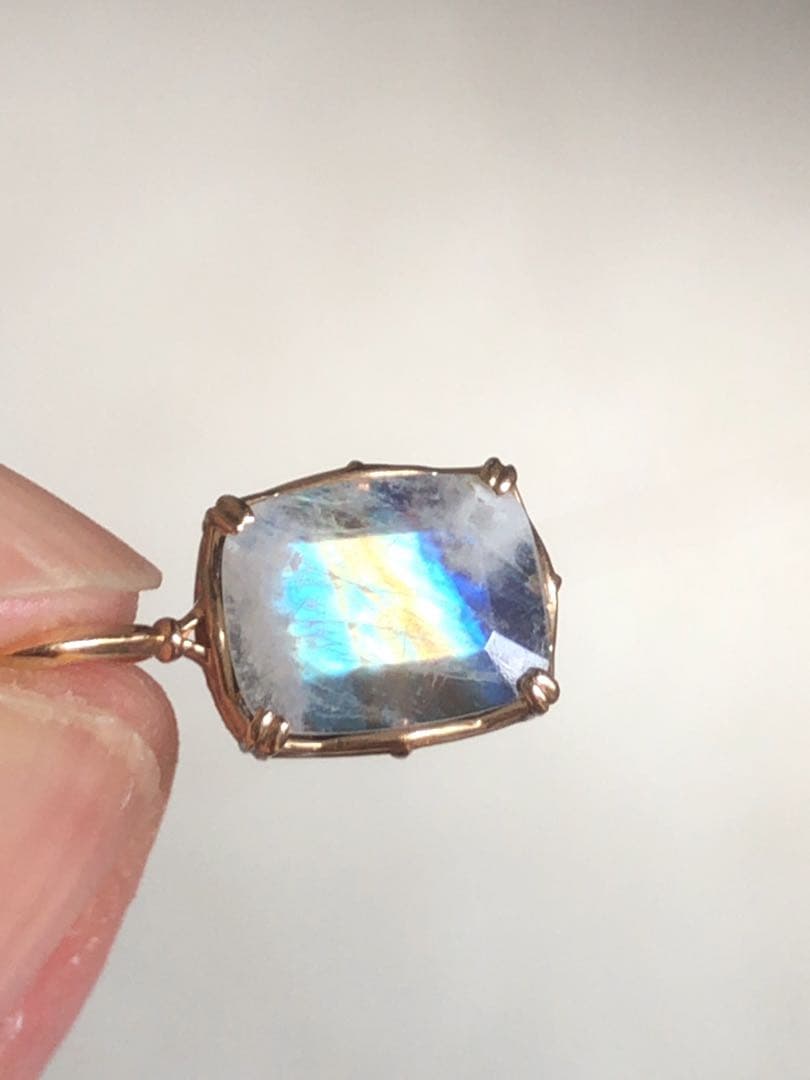 美品♡アガット K10 アンバー.ラブラドライト リバーシブルチャーム《証明書付