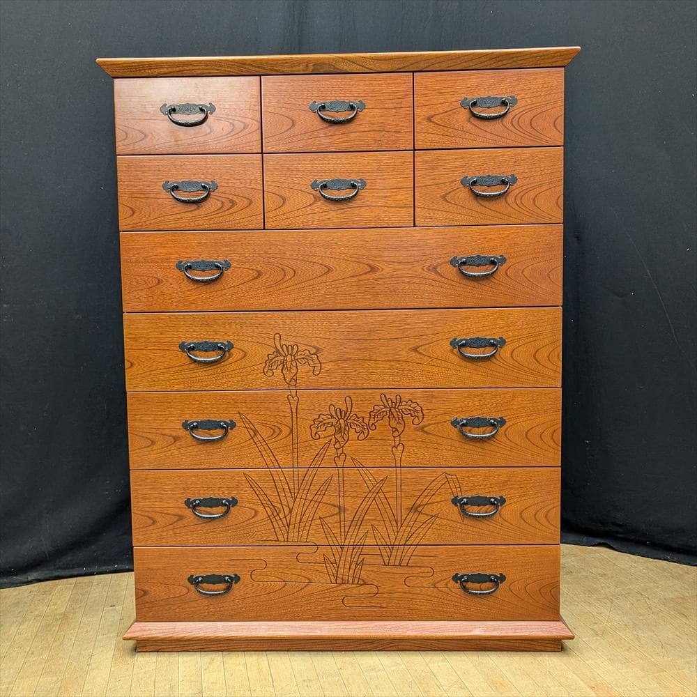 民芸家具　天然木　整理箪笥　箪笥　タンス　たんす　ハイチェスト　チェスト　引出し