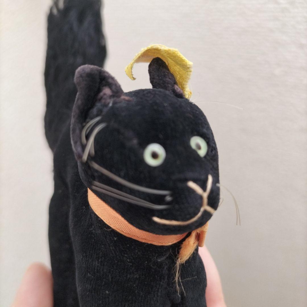ビンテージ　シュタイフ　トム　キャット　黒猫　別珍製　高さ１０cm　②