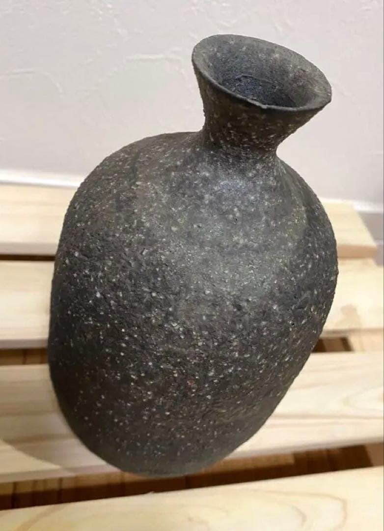 ⭐️大幅値下げ⭐️益子焼　宮沢章　AKIRA 黒い陶器の花瓶セット