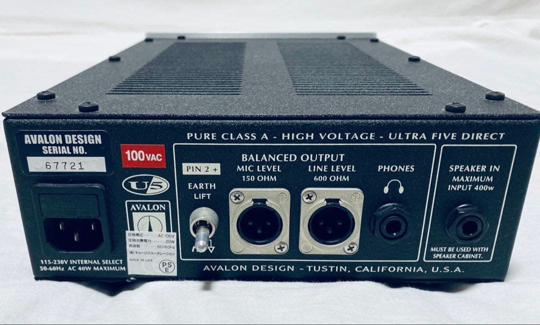 【美品】Avalon Design U5 真空管プリアンプ DI