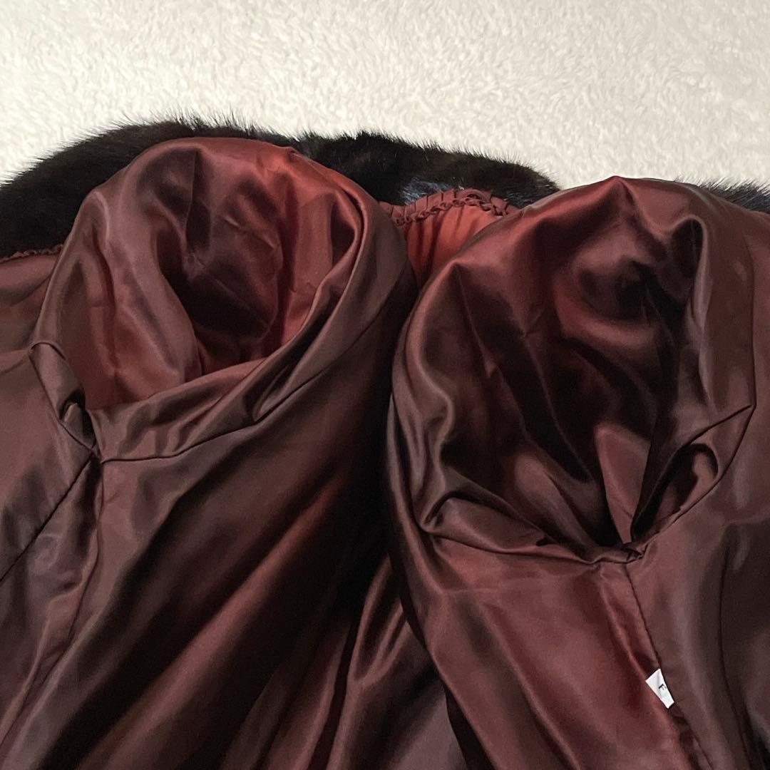 ミンク 花柄刺繍 本毛皮 コート 毛並み◎ なめし柔らか サイズL相当