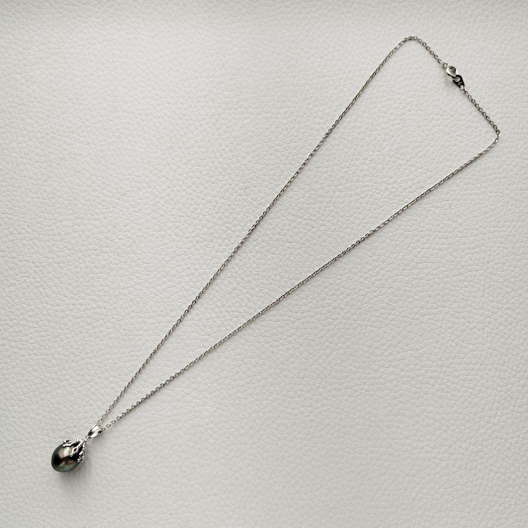 【美品】タサキ　黒蝶真珠　パールネックレス　10mm　チェーン社外品