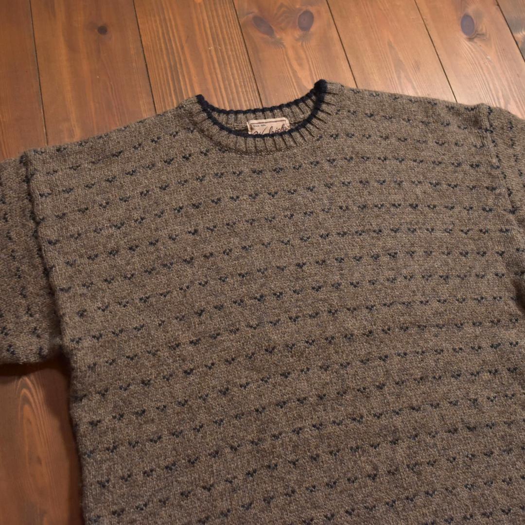Woolrich バーズアイニットセーター クルーネック ブラウン