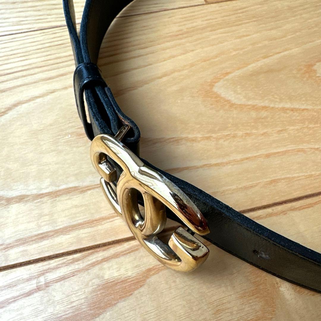 GUCCI ベルト　美品　ヴィンテージ　75 グッチ　黒　レディース　ロゴベルト