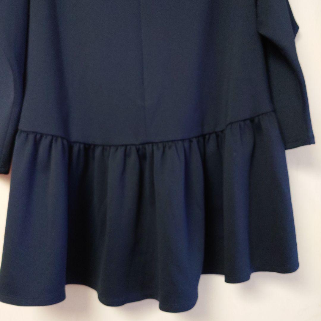 美品 大きいサイズ ♥ローズティアラ♥ フリルチュニック46ネイビー