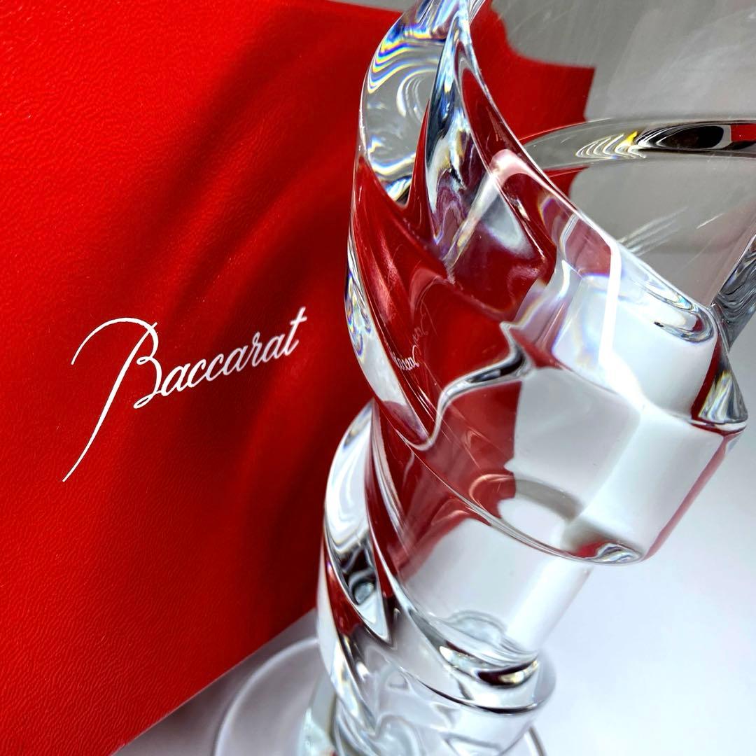 バカラ　スパイラルフラワーベース　共箱　高さ21㎝　東Y7-0204☆1Fトヒト