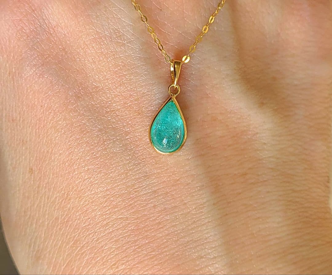 希少 ブラジル産 大粒 1.4ct パライバトルマリン K18 YG ネックレス