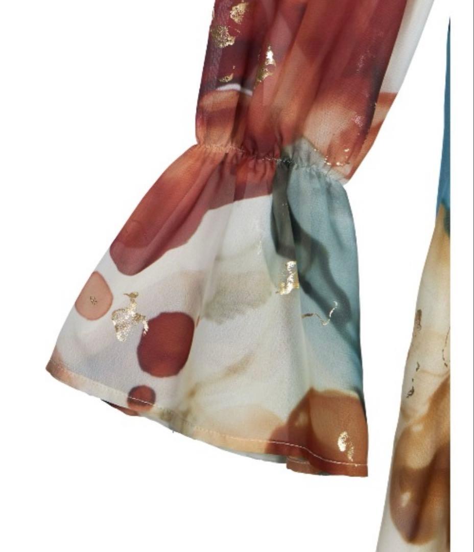 Ameri インクアート柄ドレス