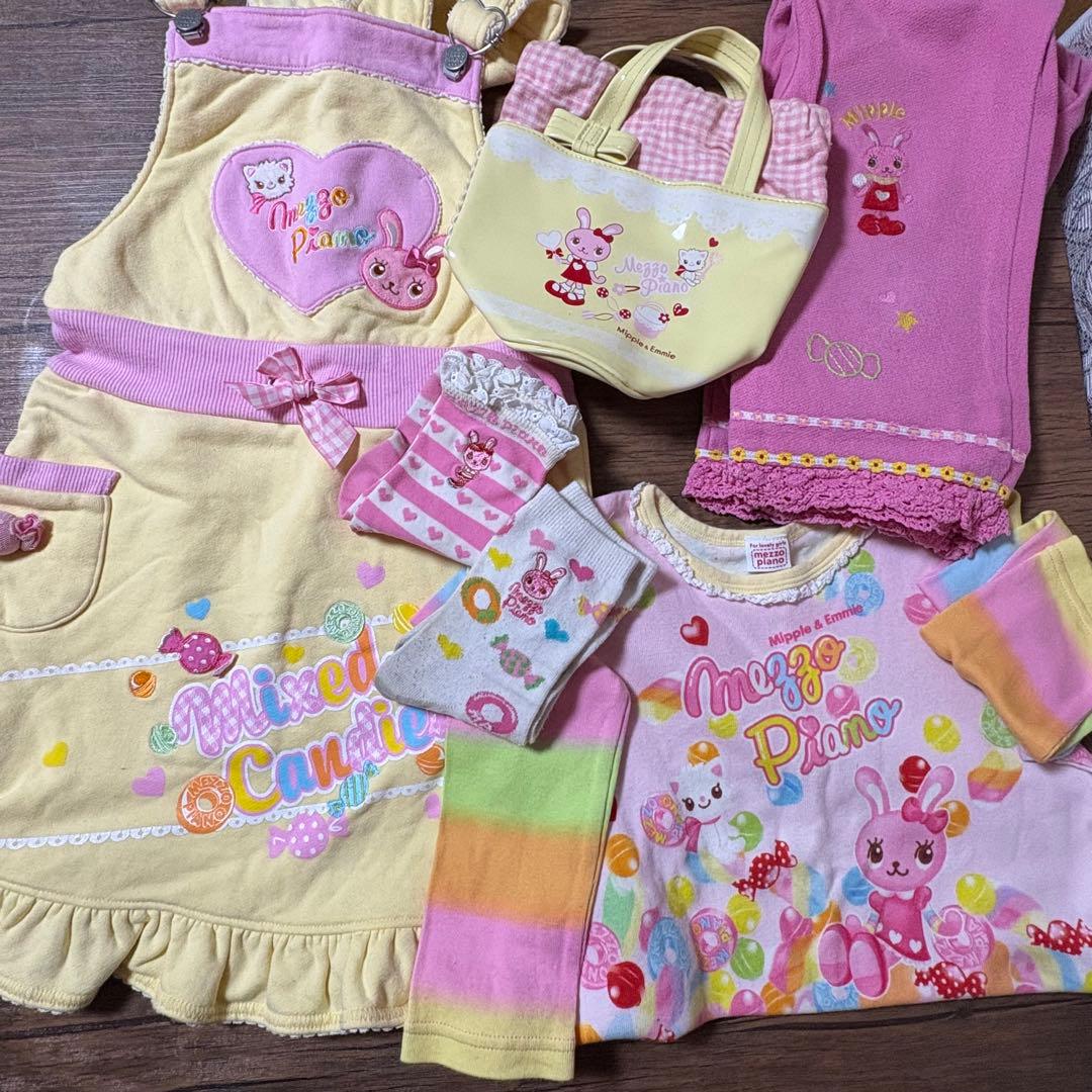 メゾピアノ　みっぷるちゃん　長T、ズボン、ジャンパースカート、バッグ、おまけ付
