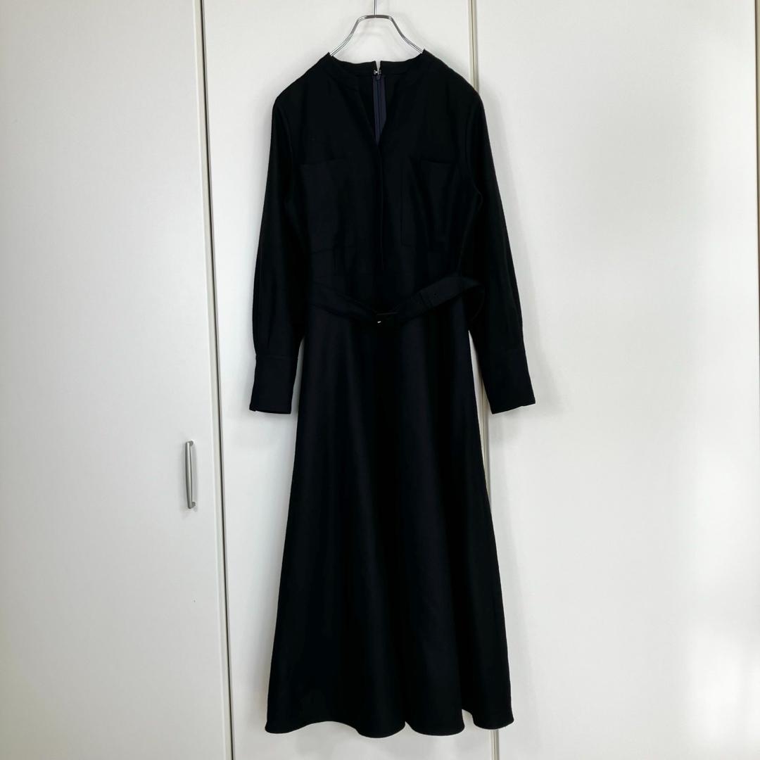 アルアバイル ジョーゼットスラシュネックワンピース ブラック サイズ2