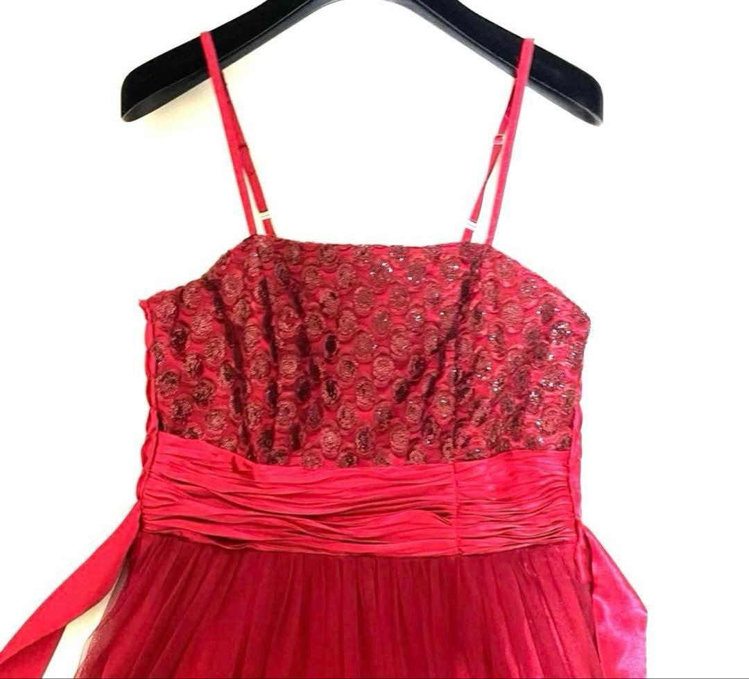【美品】カラードレス パーティードレス 演奏会 ドレス ロングドレス レッド