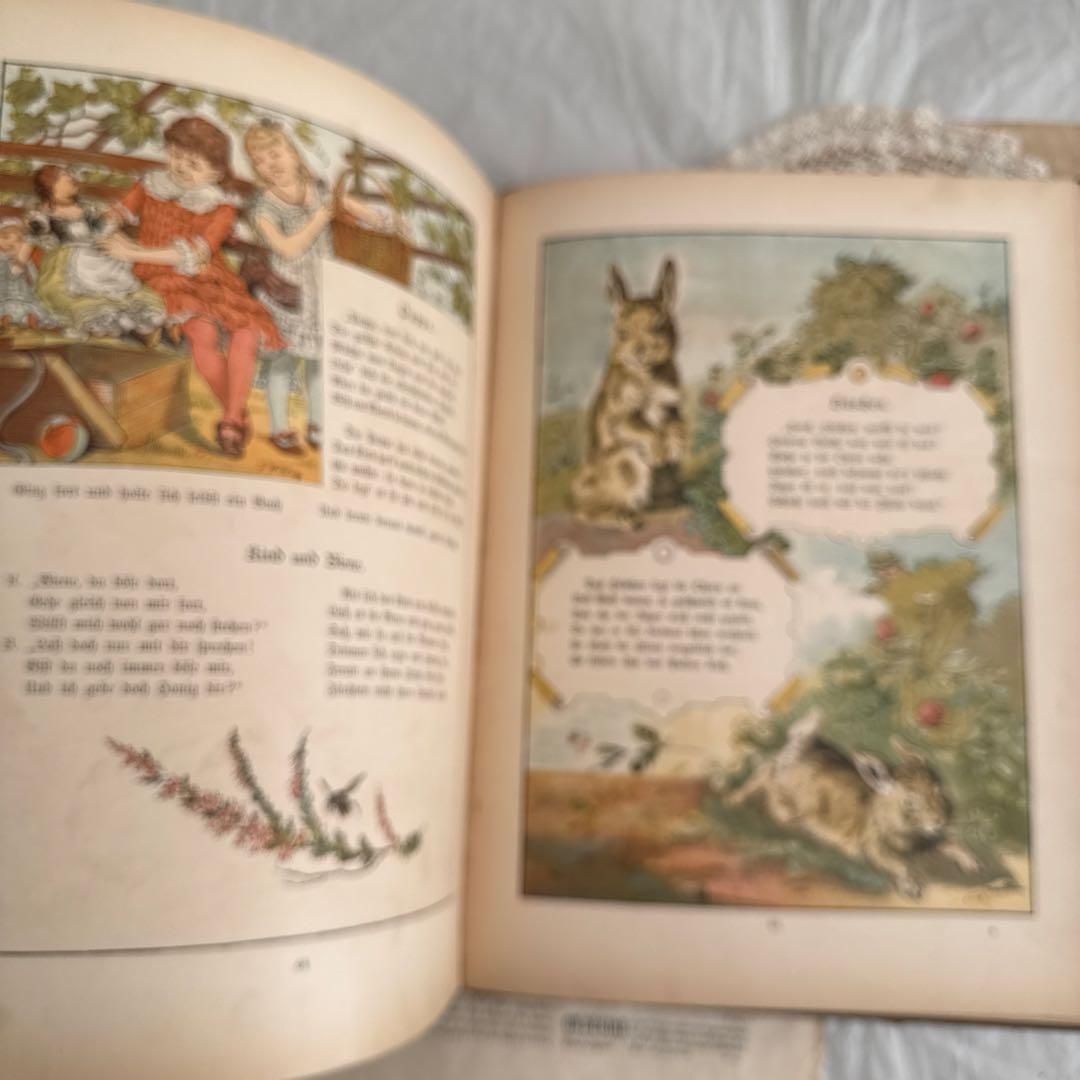 稀少1880年アンティーク美しい絵本ドイツ語　洋書　古書ジャンクジャーナル児童書