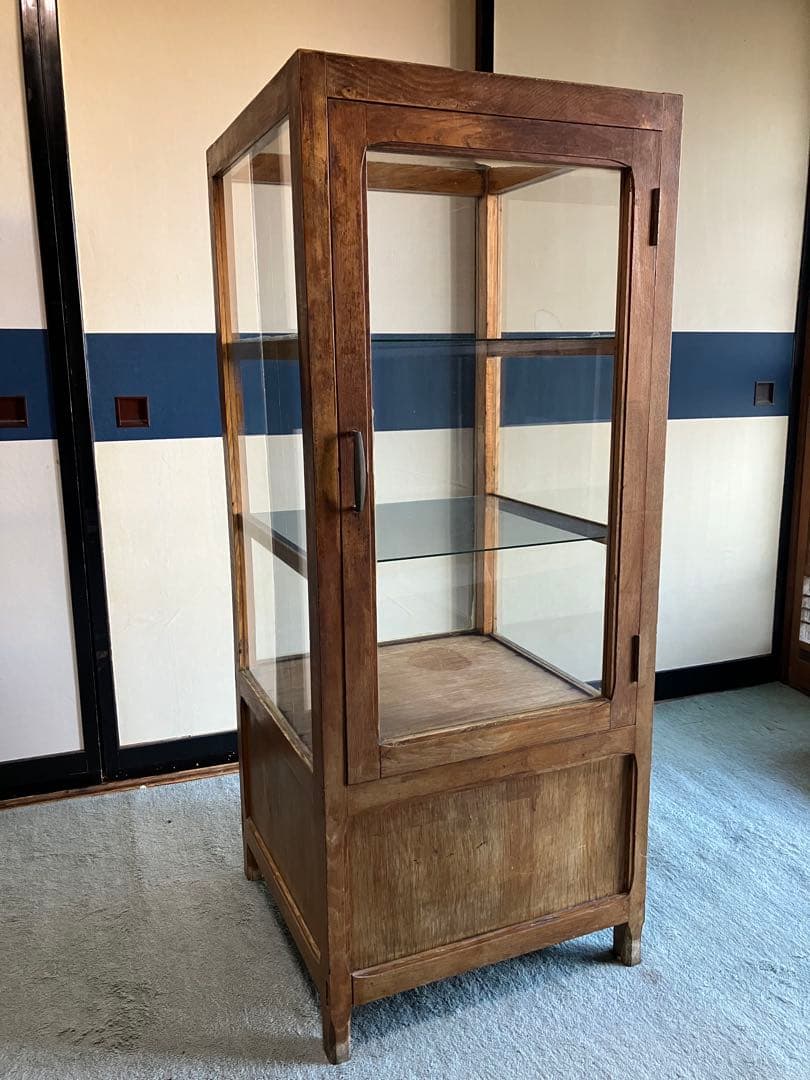 レトロ商品　木製ガラスケース　商品ケース3段